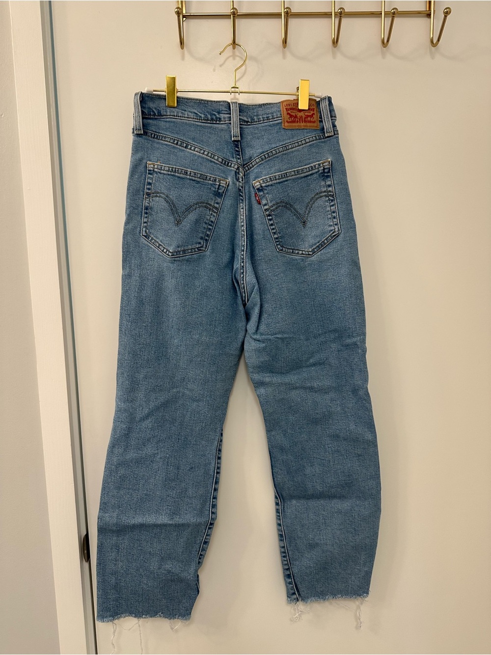 Levi's Light Blue Distressed High-Rise Straight Jeans